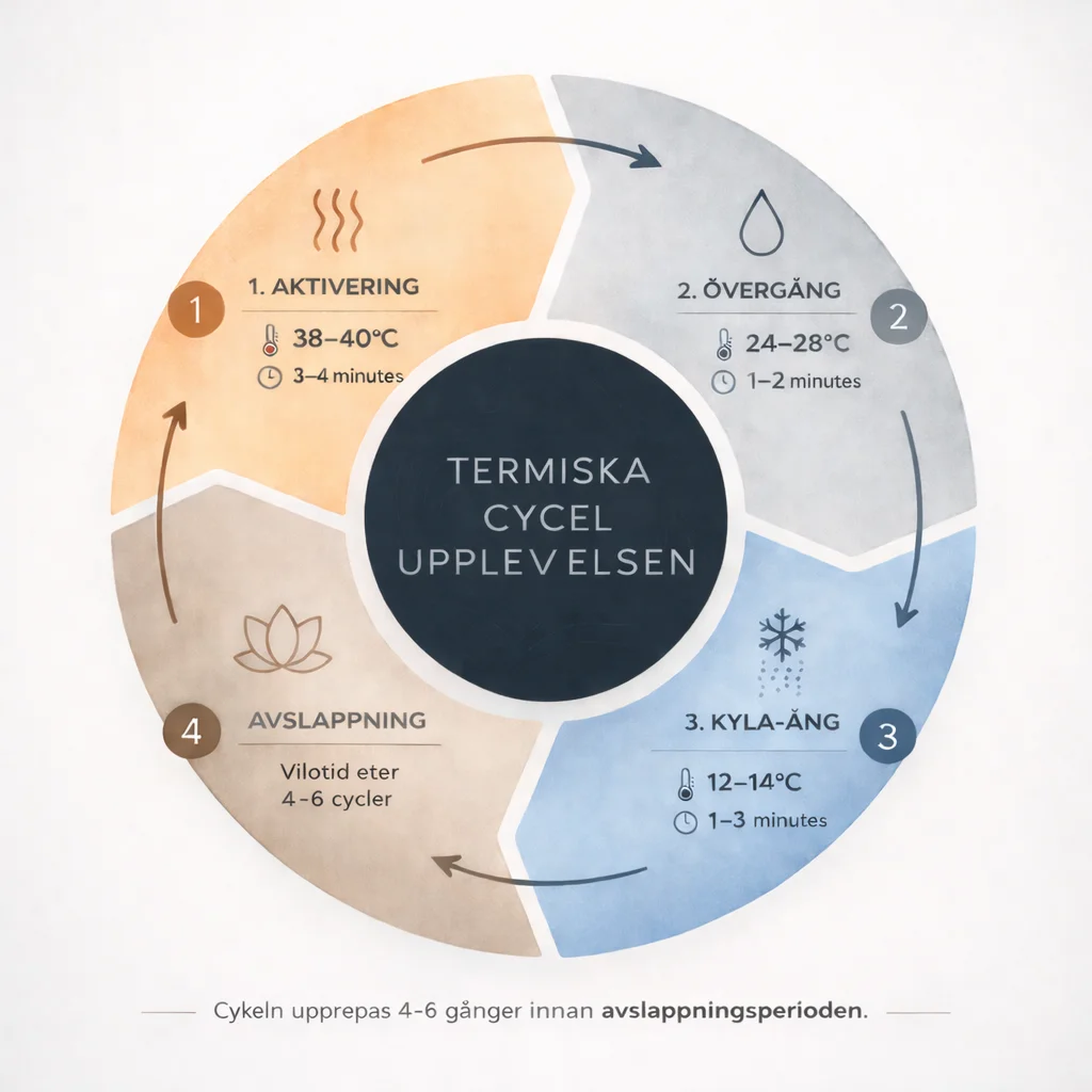 PoolDesign Thermal Cycle Upplev termisk cykeldiagram med de fyra faserna: aktivering, övergång, kall ånga och återvinning